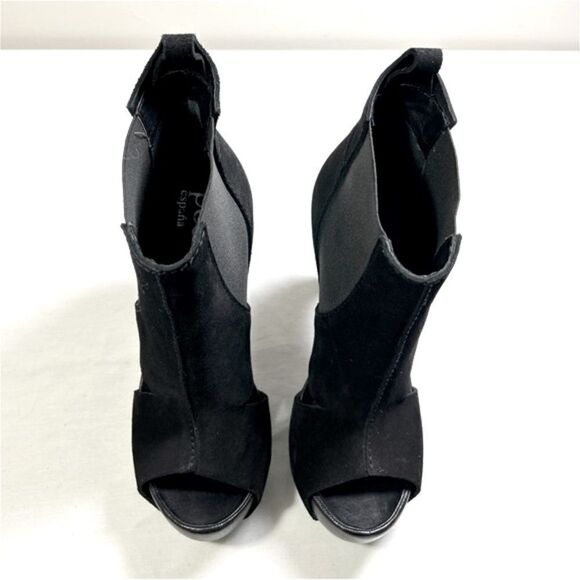 Pedro Garcia Black Open Toe Suede Pull On Stretch Booties - Picture 3 of 5
